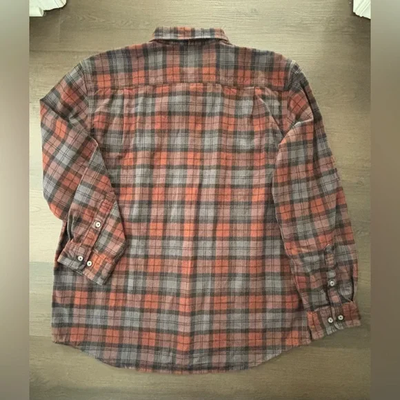 Carhartt Plaid Long Sleeve Ruat Orange Grey Black Flannel Shirt Sz Large - Picture 3 of 3